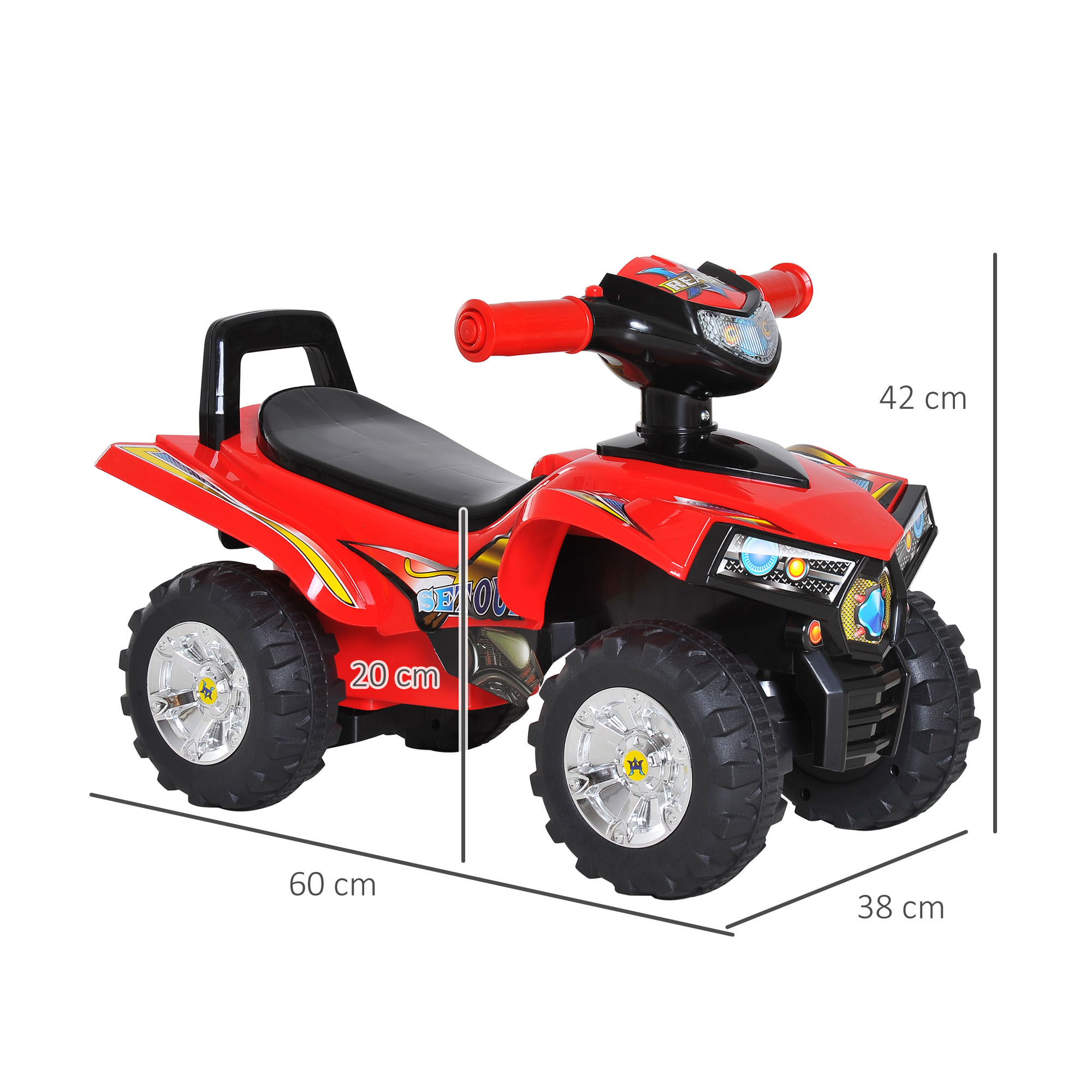 Kids Children Ride-on Toy Off Road Style Quad Bike Racing Car NO POWER 4 Wheels Horn Music Red - Image 4