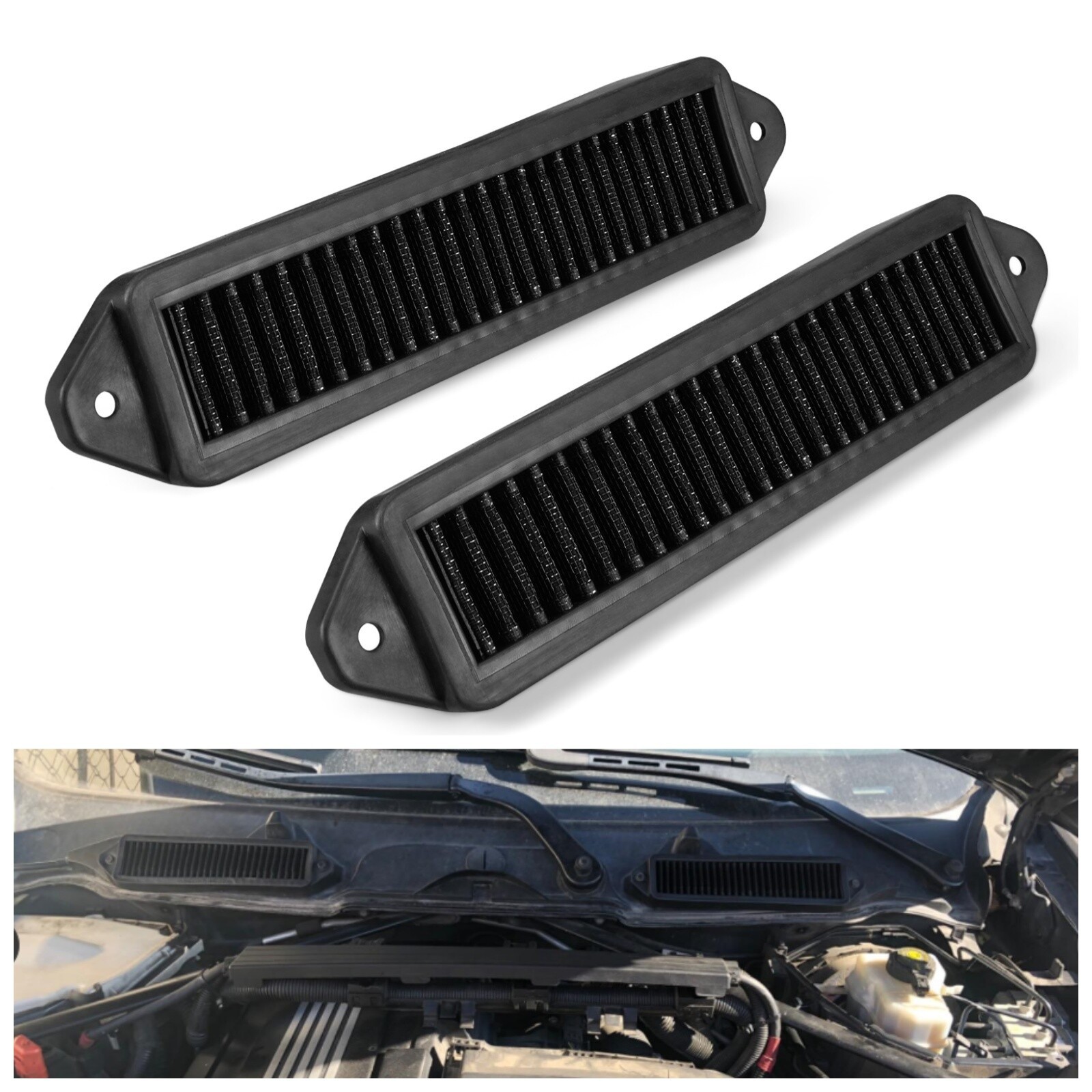 Low Profile Engine Bay Cowl Filter Set 2 Pcs HVAC Delete Cabin Filters For E81 E82 E87 E88 E90 E91 E92 E93 E84 - Image 8