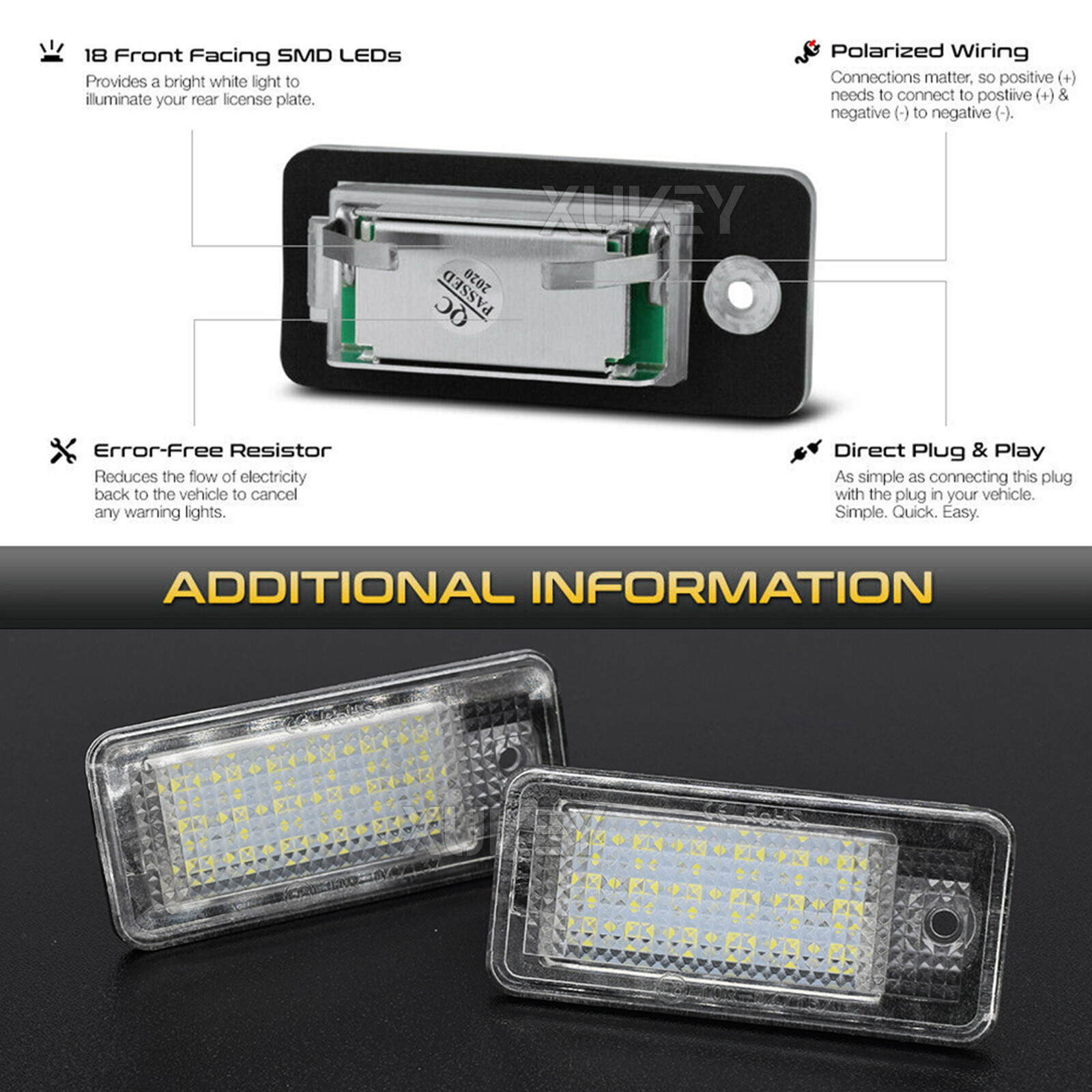 Set Of 2 LED License Plate Lights, CANbus-compatible, Fits A3, A4, A6, And Q7 - Image 3