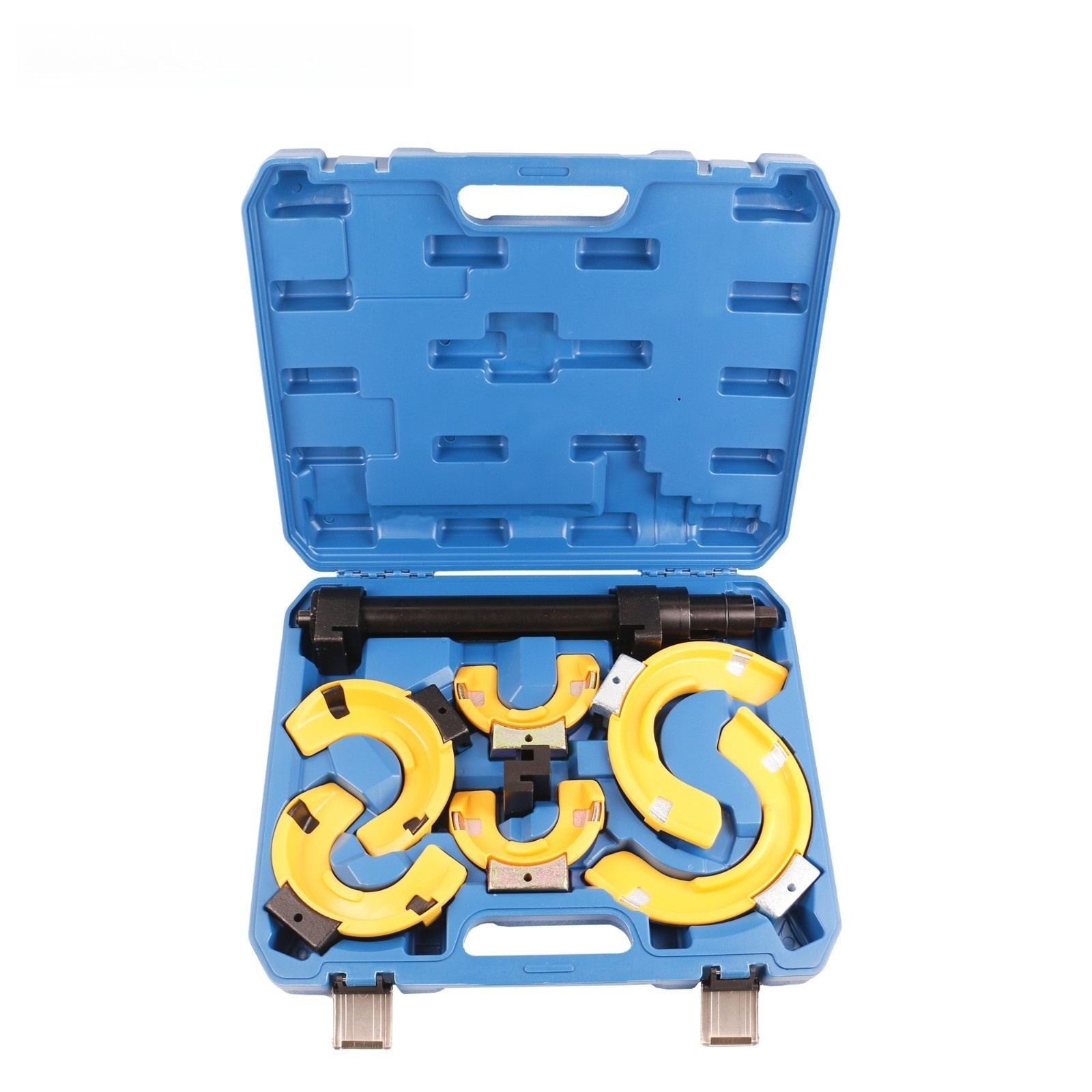 Universal MacPherson Coil Spring Compressor Set 1050kg Capacity With 3 Pairs Interchangeable Jaws And Protective Covers - Image 2