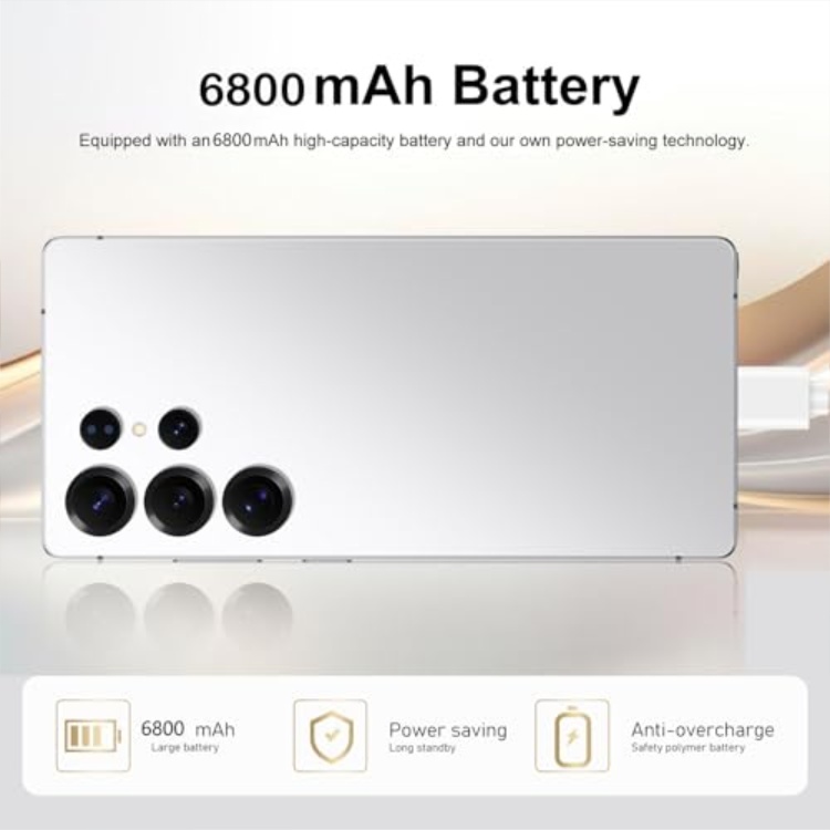 C25 Ultra Unlocked Phone,5G Smartphone 8GB 256GB 7.3-inch Android 14 Cell Phone 6800mAh Large Battery Dual SIM Face GPS - Image 4