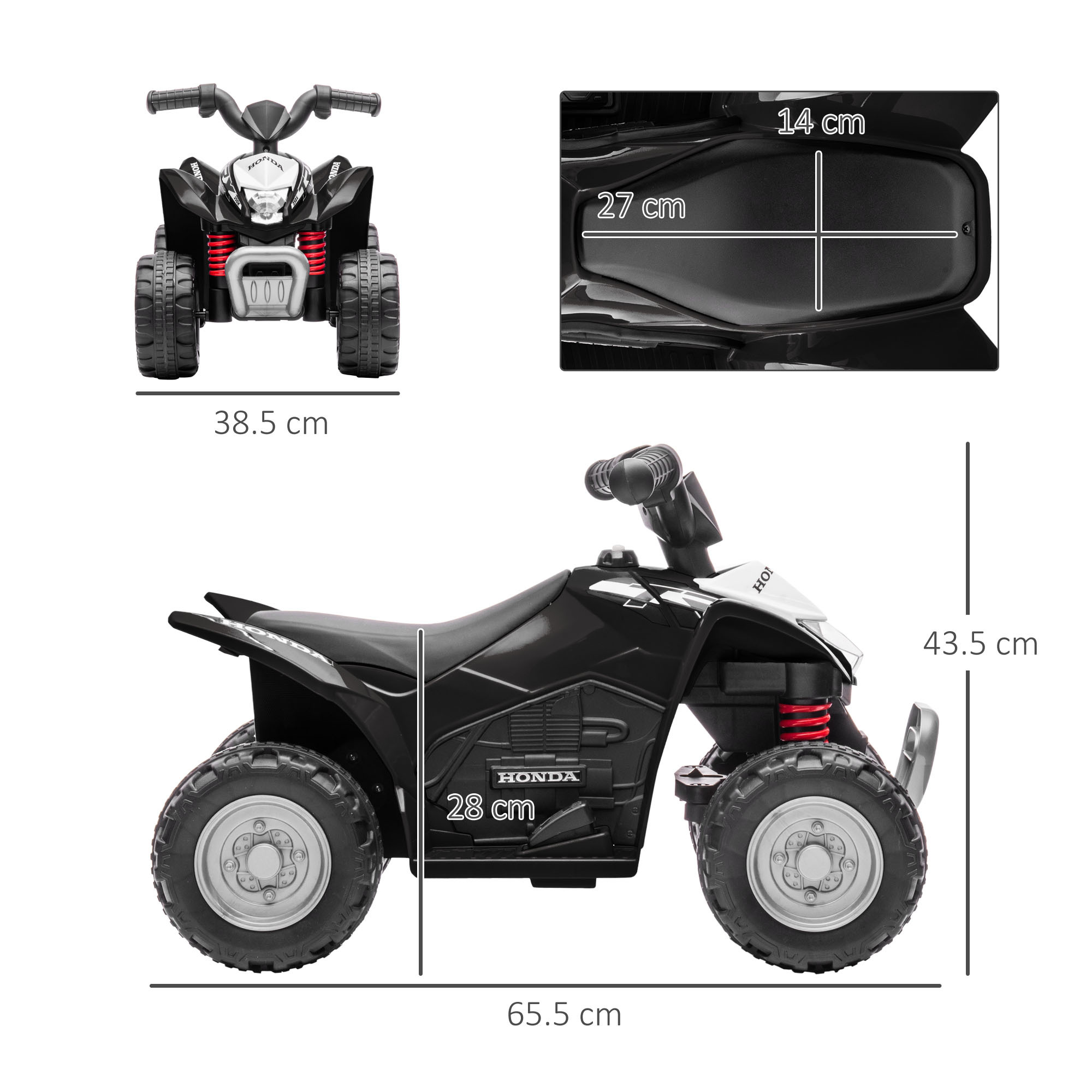 Honda Licensed Kids Electric Quad Bike, 6V ATV Ride On For Ages 1.5-3 Years, Black - Image 3