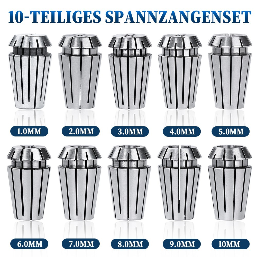 11-piece ER16 Collet Set 1-10mm With 8 Mm Extension Rod, 0.008 Mm Precision, For CNC Milling Machines - Image 3