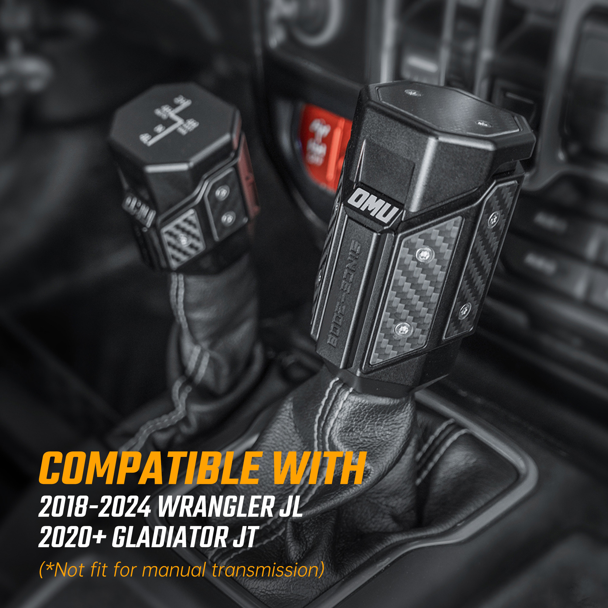 OMU Genesis Series Aluminum Alloy Gear Shif-t Knob Automatic Transmission Shifter & Transfer Case Lever Handle Kit For Je Ep Wrangler JL Gladiator JT 2018-2024 Not Fit For Manual Transmission - Image 8