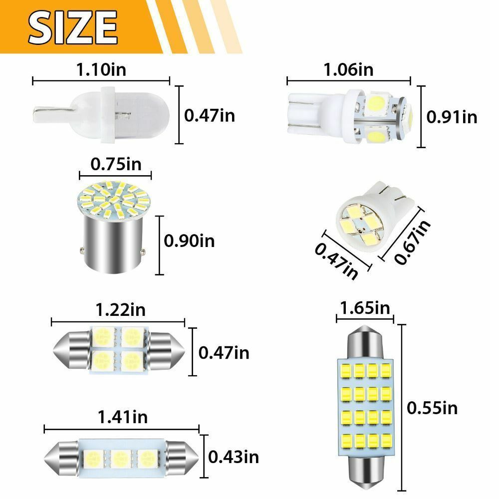 42Pcs Car Interior White LED Light Bulbs Combo Kit For Dome Map Door Trunk License Plate 12V - Image 2