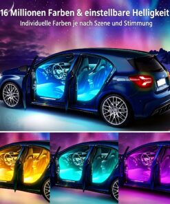 4-Piece 72 LED Car Footwell Atmosphere Light Strips With Music Sync Sound Activation & App Remote Control