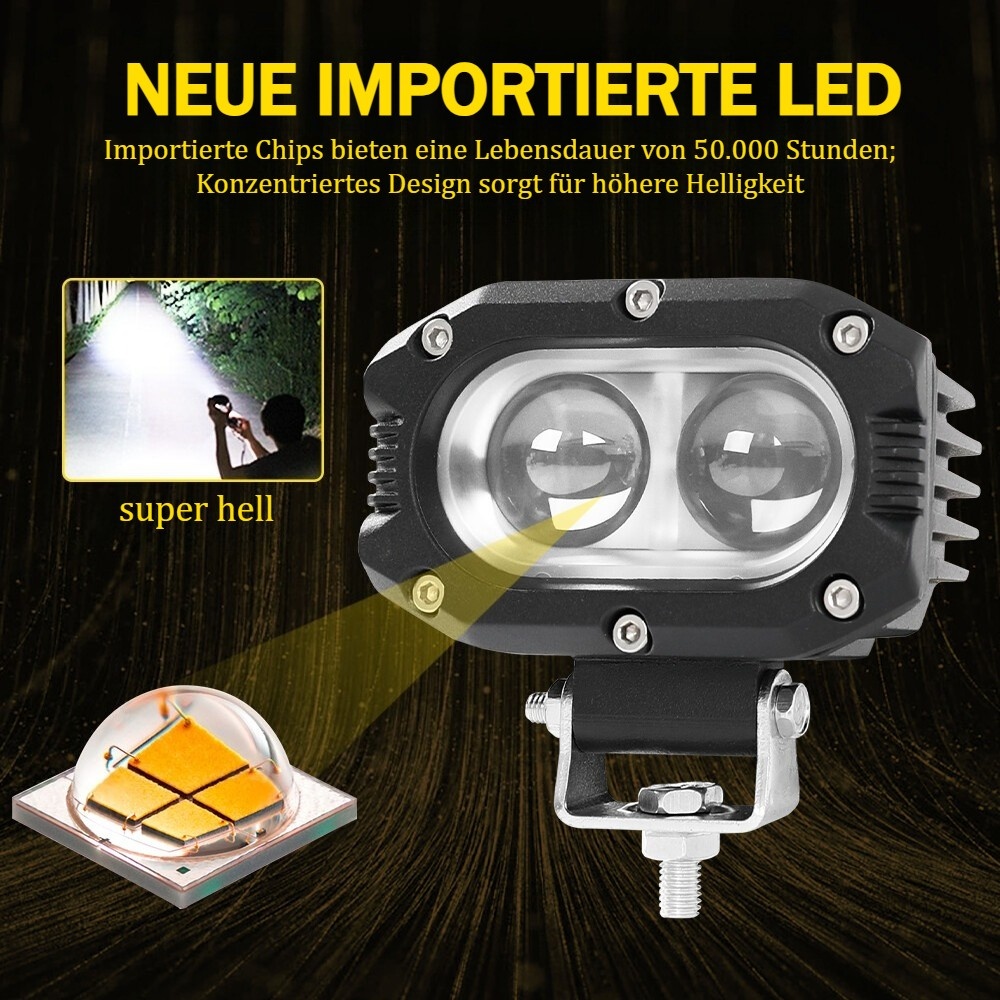 Pair 20W LED Offroad Spot Light Pods 6500K Cold White Die-Cast Aluminum Housing 9-36V - Image 4