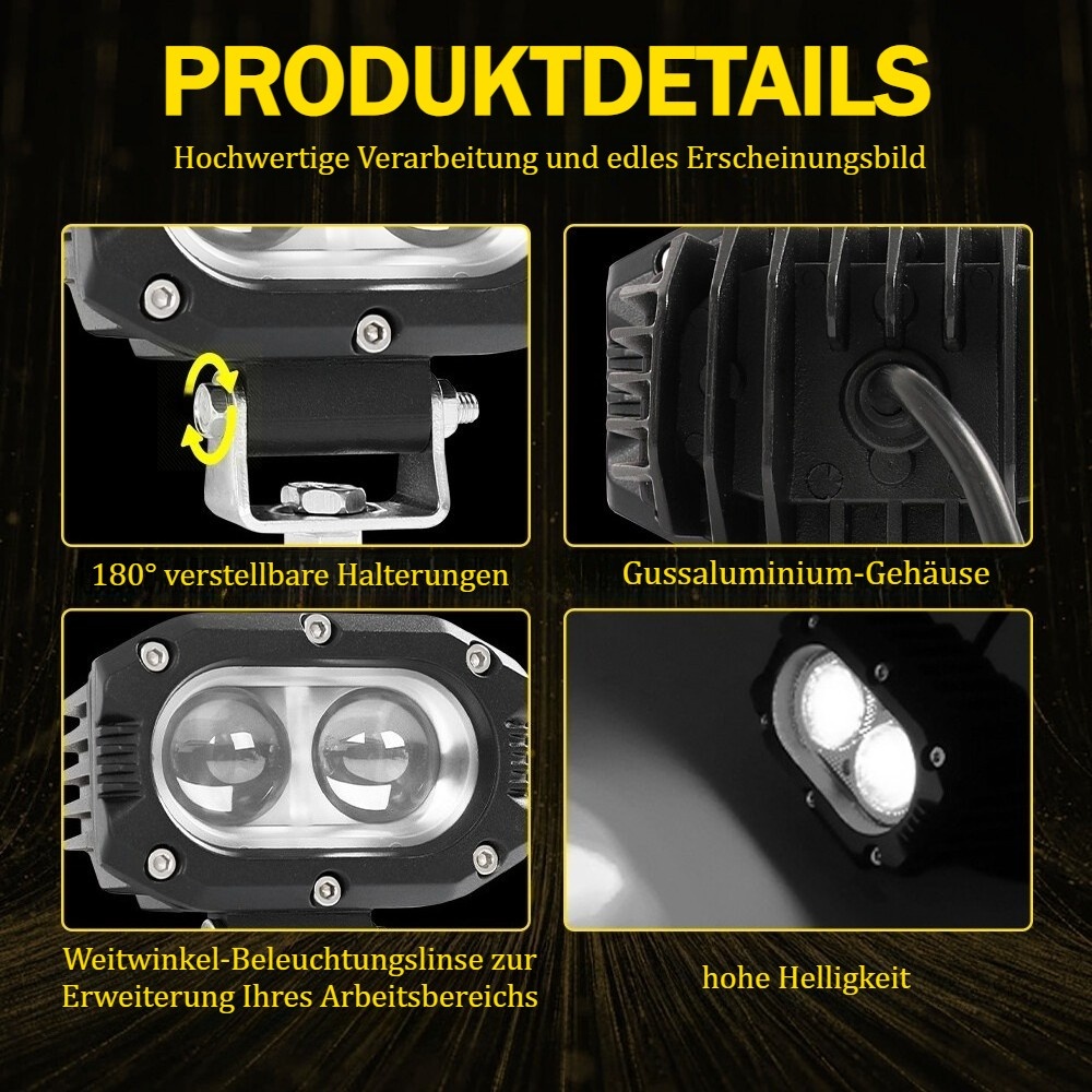 Pair 20W LED Offroad Spot Light Pods 6500K Cold White Die-Cast Aluminum Housing 9-36V - Image 7