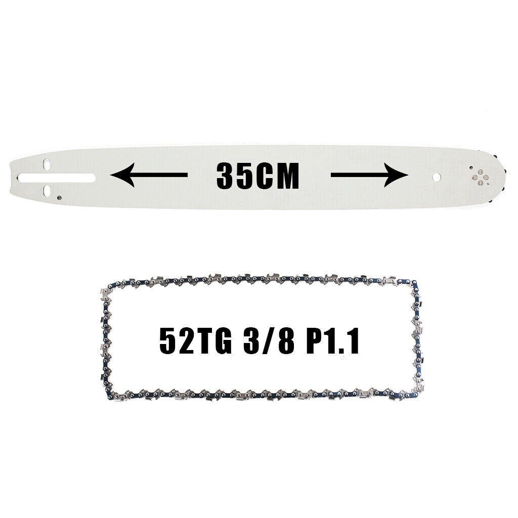 35cm 14 Inch Chainsaw Guide Bar And 4Pcs Saw Chains Set 3 8 Inch 1.1mm 52 Drive Links Semi Chisel - Image 2