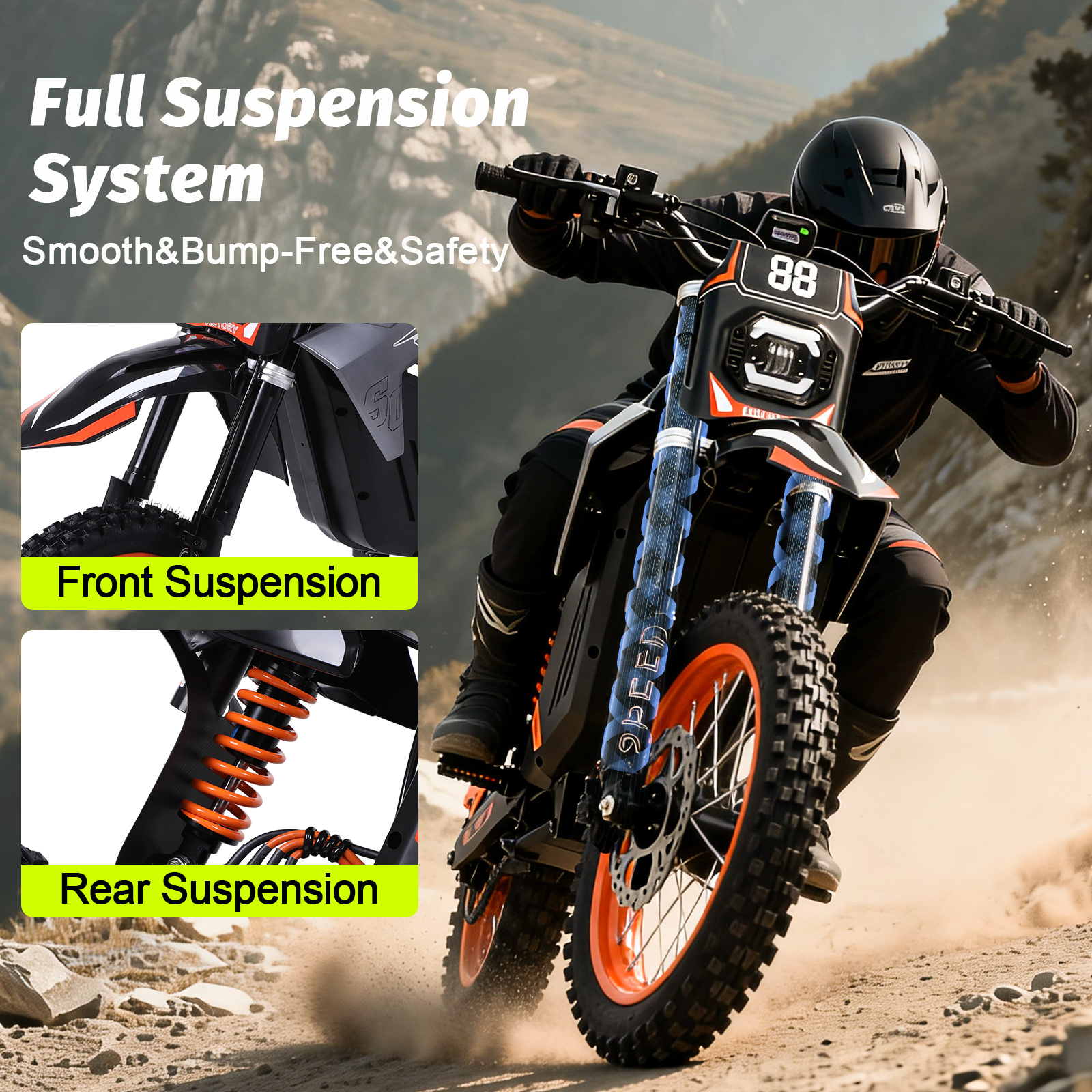 Y88 14 Inches Wheel Off Road Eletric Motorcycle With 3000W Power Motor - Image 9
