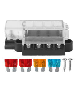Alternative view of 4 Way Blade Fuse Box 12V 24V 32V Max Circuit Fuse Block With Cover For Car RV Boat