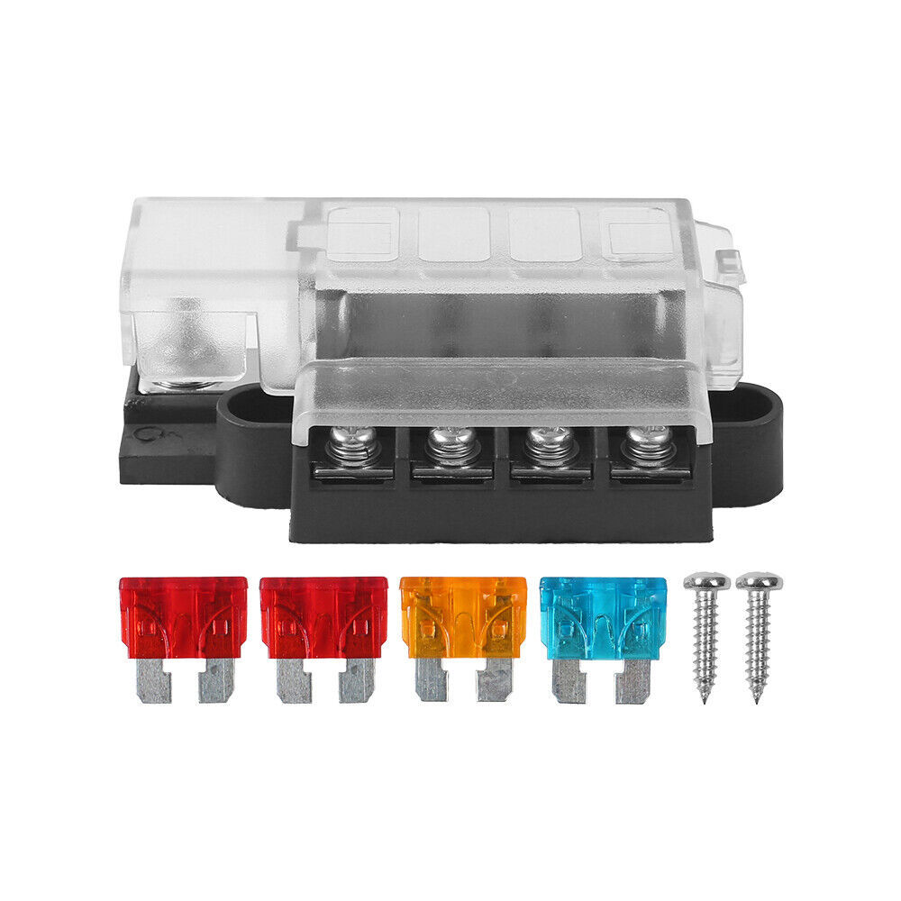 4 Way Blade Fuse Box 12V 24V 32V Max Circuit Fuse Block With Cover For Car RV Boat - Image 2