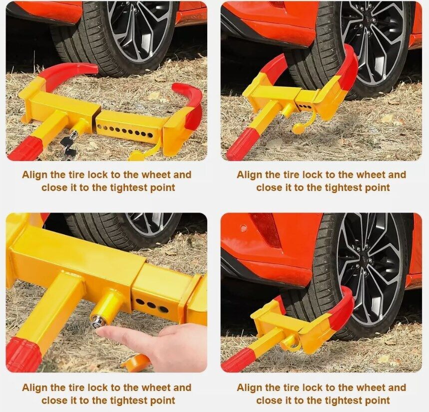 Heavy Duty Adjustable Wheel Lock Clamp 180mm-300mm Anti Theft Security Tire Lock With 2 Keys For Trailer RV Car SUV - Image 4