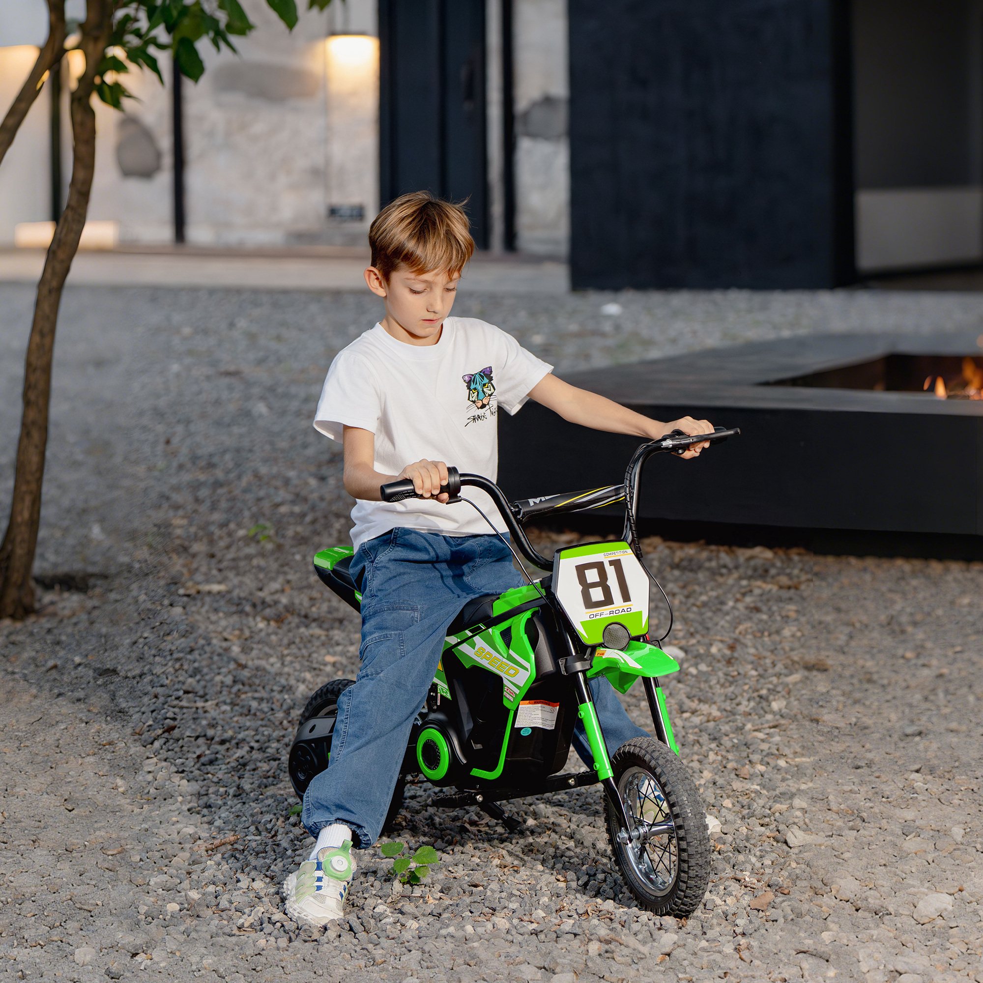 Kids Electric Motorbike, 24V Ride On Motorcycle With 3 Speeds And Rear Suspension, Dirt Bike For 8-12 Years Old, Green - Image 4