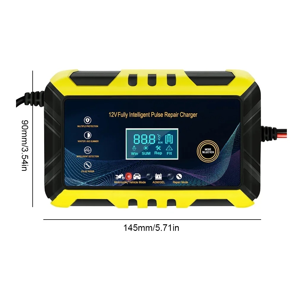 Car Battery Charger 12V 6A Pulse Repair LCD Display Smart Automatic Battery Charger GEL Lead-Acid Charger For Car Motorcycle - Image 2