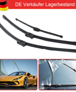 3er Set Scheibenwischer Vorne & Hinten Flachbalkenwischer 60cm 52,5cm 33cm Druckknopf