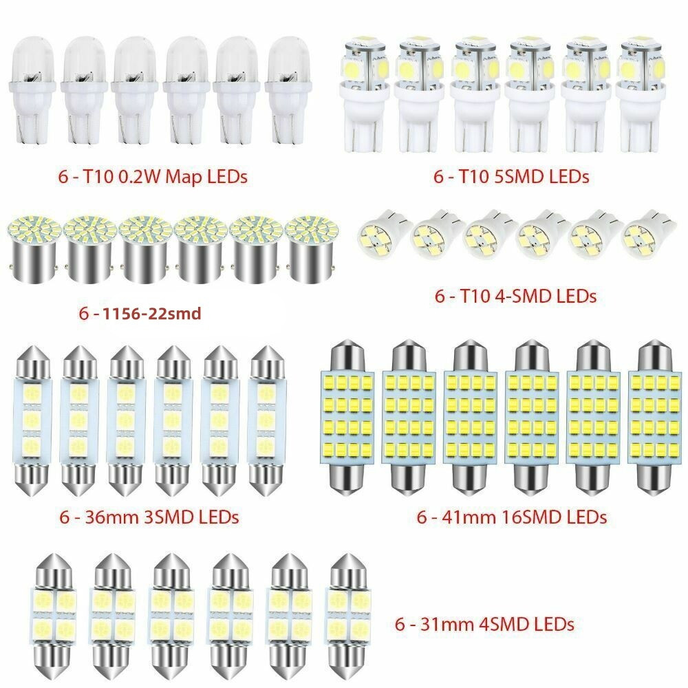 42Pcs Car Interior White LED Light Bulbs Combo Kit For Dome Map Door Trunk License Plate 12V - Image 8