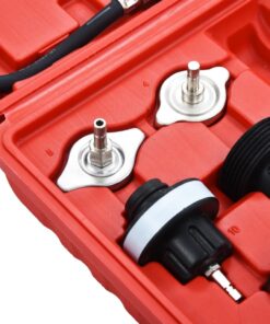 Alternative view of 14-piece pressure tester for cooling systems & radiator caps