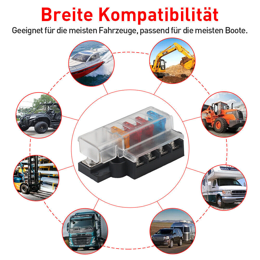 4 Way Blade Fuse Box 12V 24V 32V Max Circuit Fuse Block With Cover For Car RV Boat - Image 4