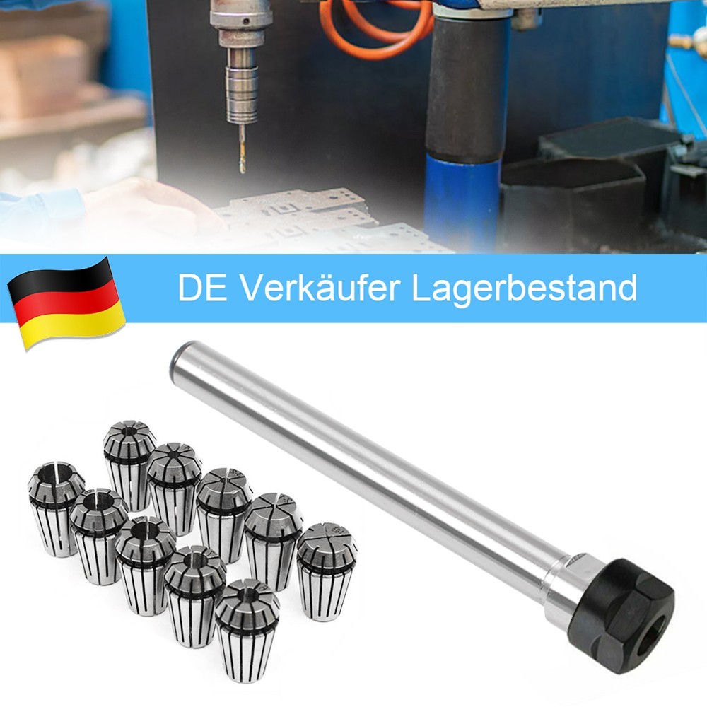 11-piece ER16 Collet Set 1-10mm With 8 Mm Extension Rod, 0.008 Mm Precision, For CNC Milling Machines