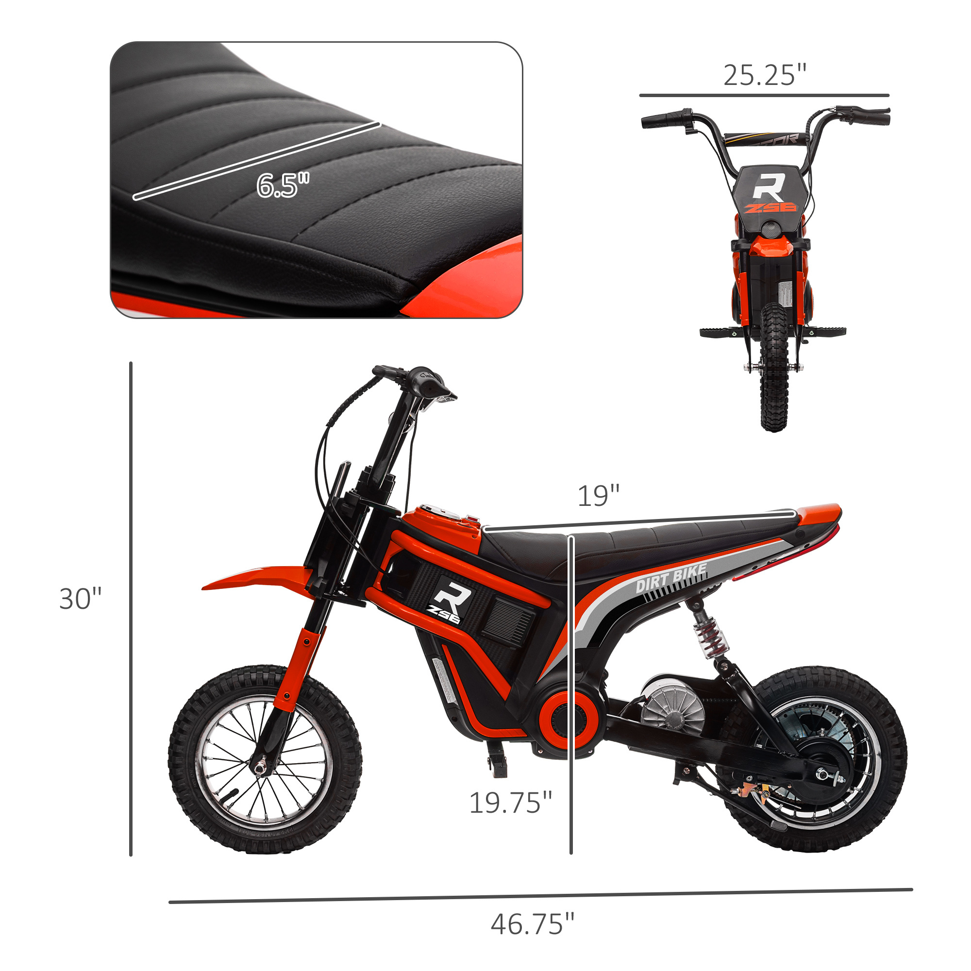 Kids Electric Dirt Bike, 24V 350W, 12-inch, Up to 15 MPH, Red - Image 4