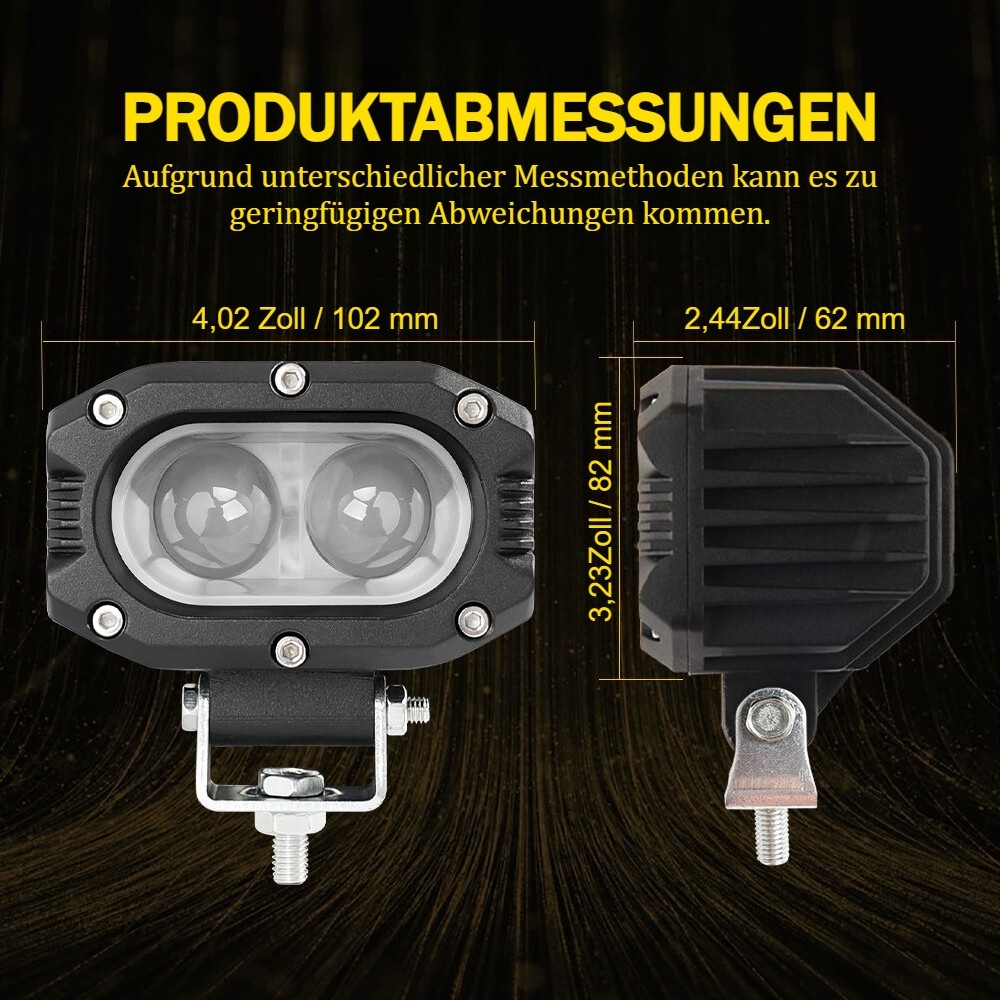 Pair 20W LED Offroad Spot Light Pods 6500K Cold White Die-Cast Aluminum Housing 9-36V - Image 2