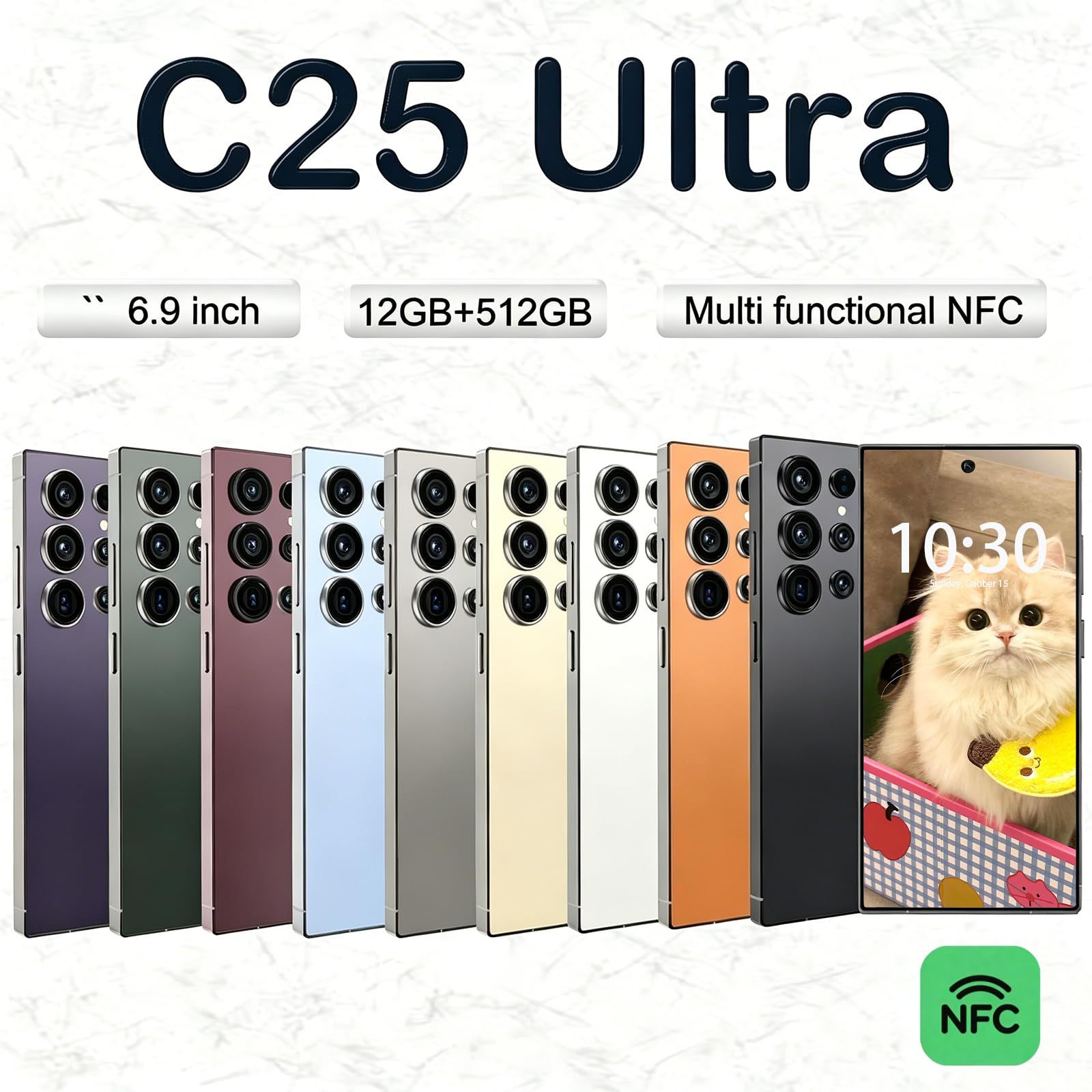 C25 Ultra Unlocked Phone 5G 12-512GB Smartphone 6900mAh,6 9 HD Screen,Android 14 Cell Phone Built In Pen Dual SIM Fingerprint Unlock Face ID - Image 4