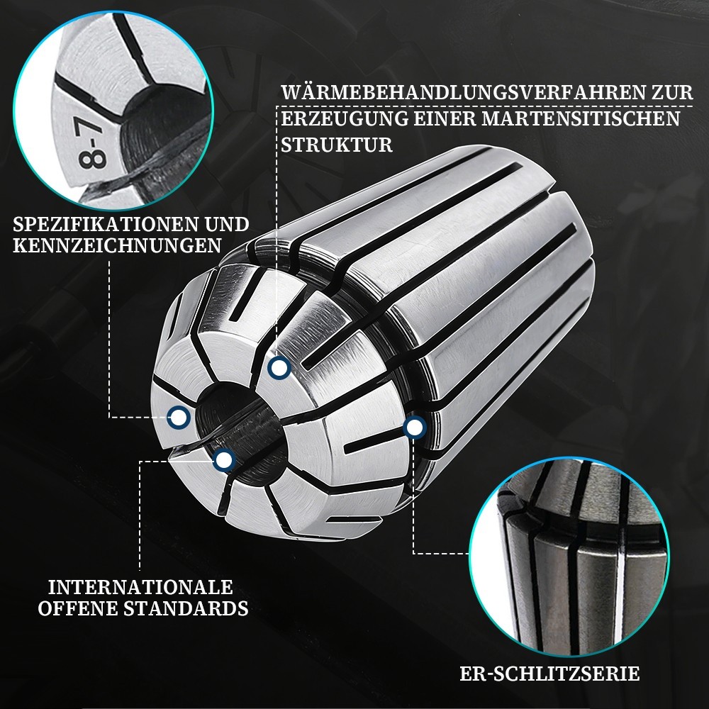 11-piece ER16 Collet Set 1-10mm With 8 Mm Extension Rod, 0.008 Mm Precision, For CNC Milling Machines - Image 2