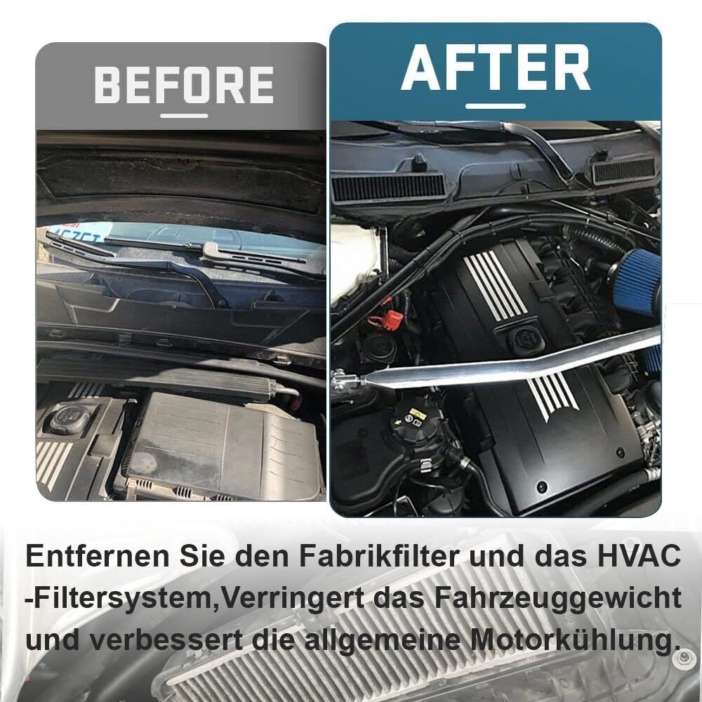 Low Profile Engine Bay Cowl Filter Set 2 Pcs HVAC Delete Cabin Filters For E81 E82 E87 E88 E90 E91 E92 E93 E84 - Image 3
