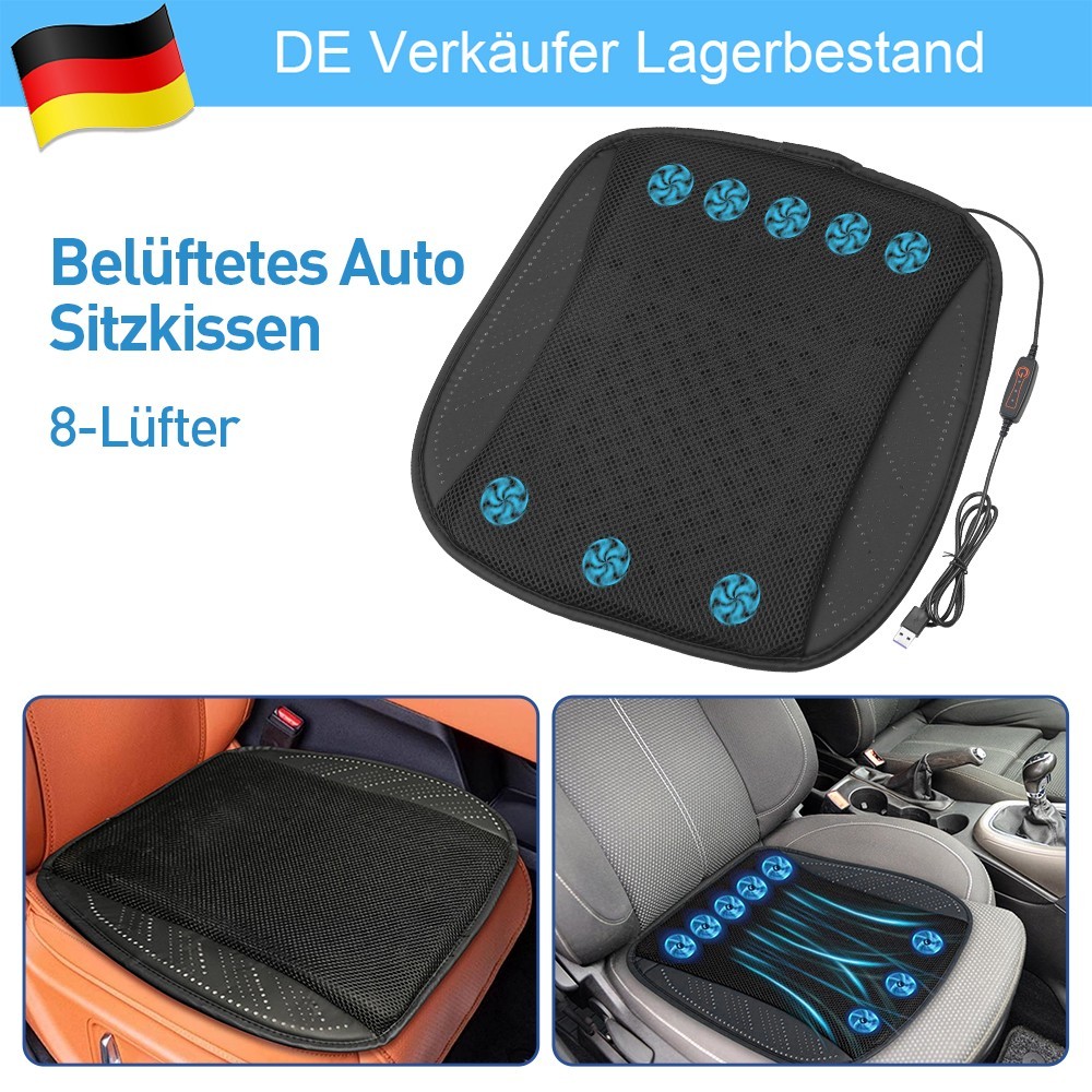 Universal USB Powered Cooling Car Seat Cushion Breathable Ice Silk Ventilated Chair Pad With Fan - Image 3