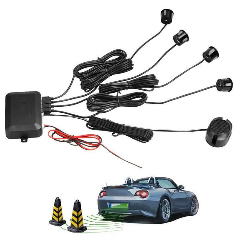 4-Sensor Parking Assist 12V PDC Reverse Parking Sensor Set With Audible Alarm & Drill, Black - Image 5
