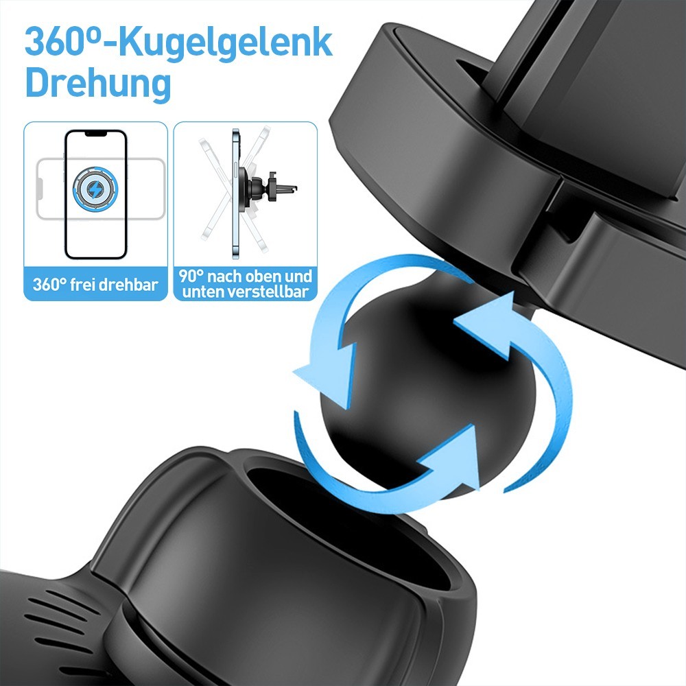 15W Fast Magnetic Wireless Car Charger Mount Transparent Air Vent Phone Holder With Type-C Cable - Image 9