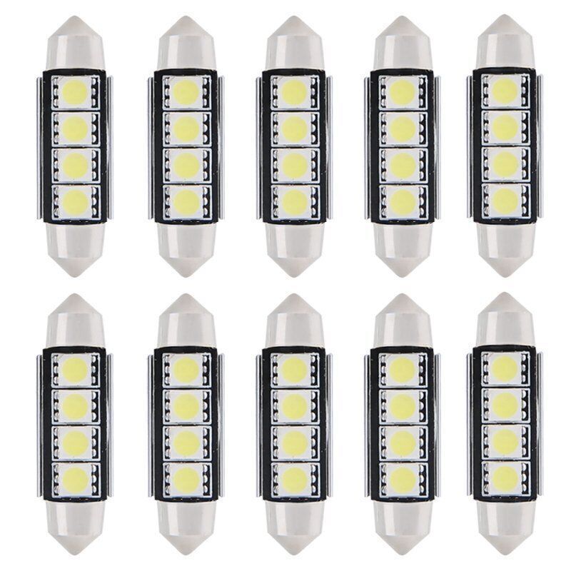 10Pcs 41mm Festoon LED Light Bulbs 4 SMD 5050 Cold White 12V Car Interior Dome License Plate Lights - Image 8