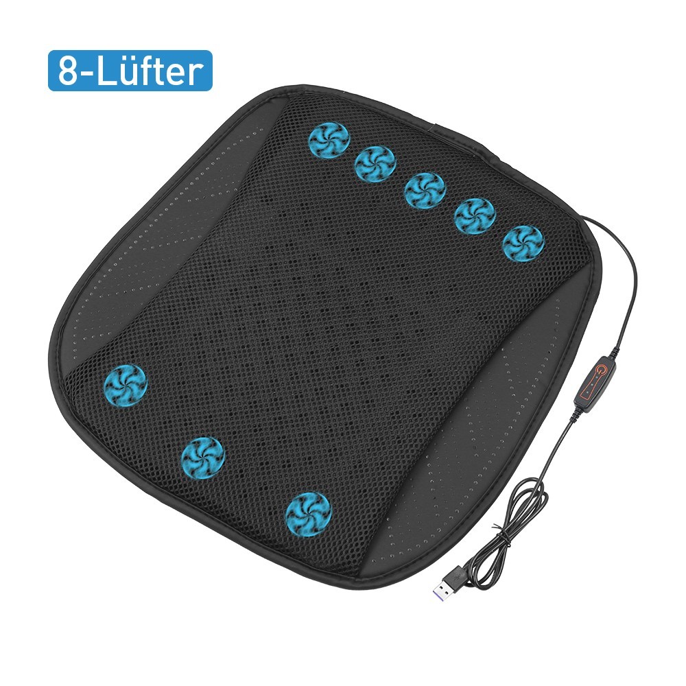Universal USB Powered Cooling Car Seat Cushion Breathable Ice Silk Ventilated Chair Pad With Fan - Image 2