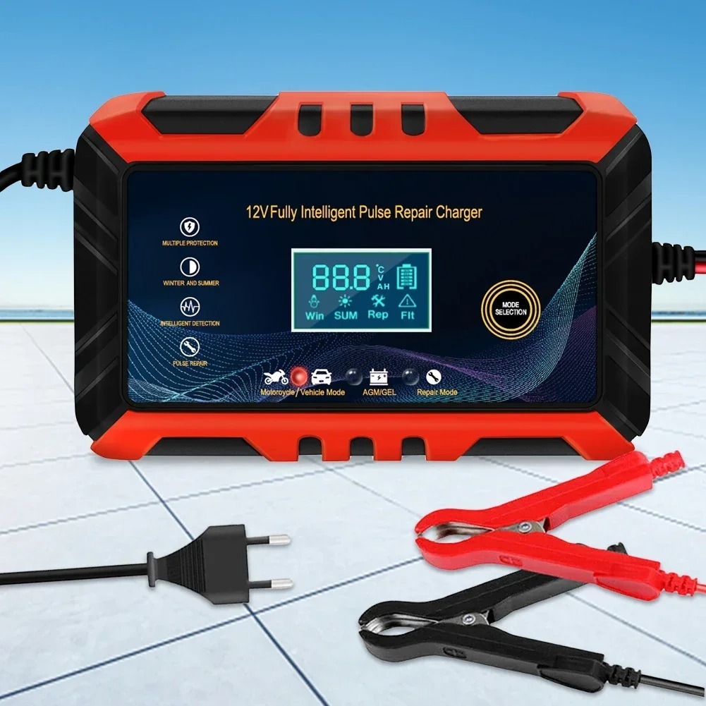 Car Battery Charger 12V 6A Pulse Repair LCD Display Smart Automatic Battery Charger GEL Lead-Acid Charger For Car Motorcycle - Image 4