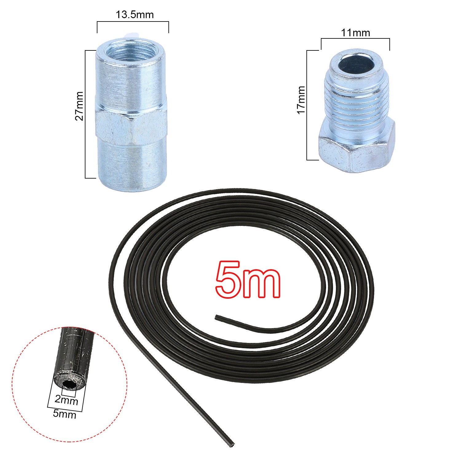 Universal 5m Steel Brake Line Repair Kit 4.75mm PVF Coated Hose With M10 Fittings - Image 6