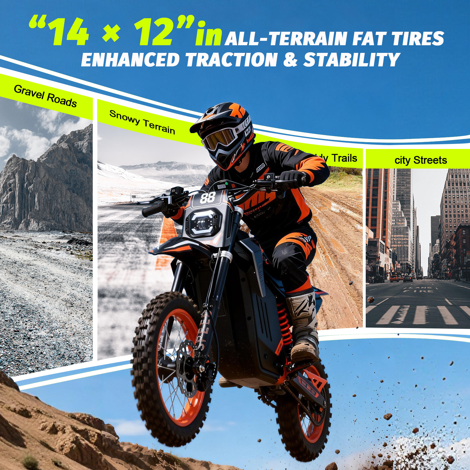 Y88 14 Inches Wheel Off Road Eletric Motorcycle With 3000W Power Motor - Image 5