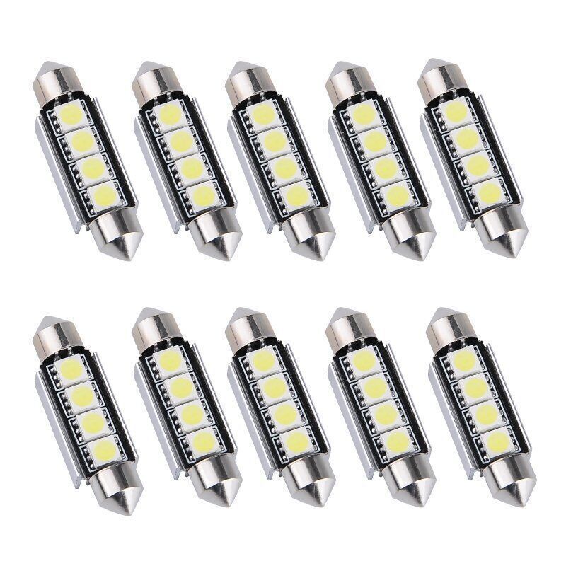 10Pcs 41mm Festoon LED Light Bulbs 4 SMD 5050 Cold White 12V Car Interior Dome License Plate Lights - Image 9