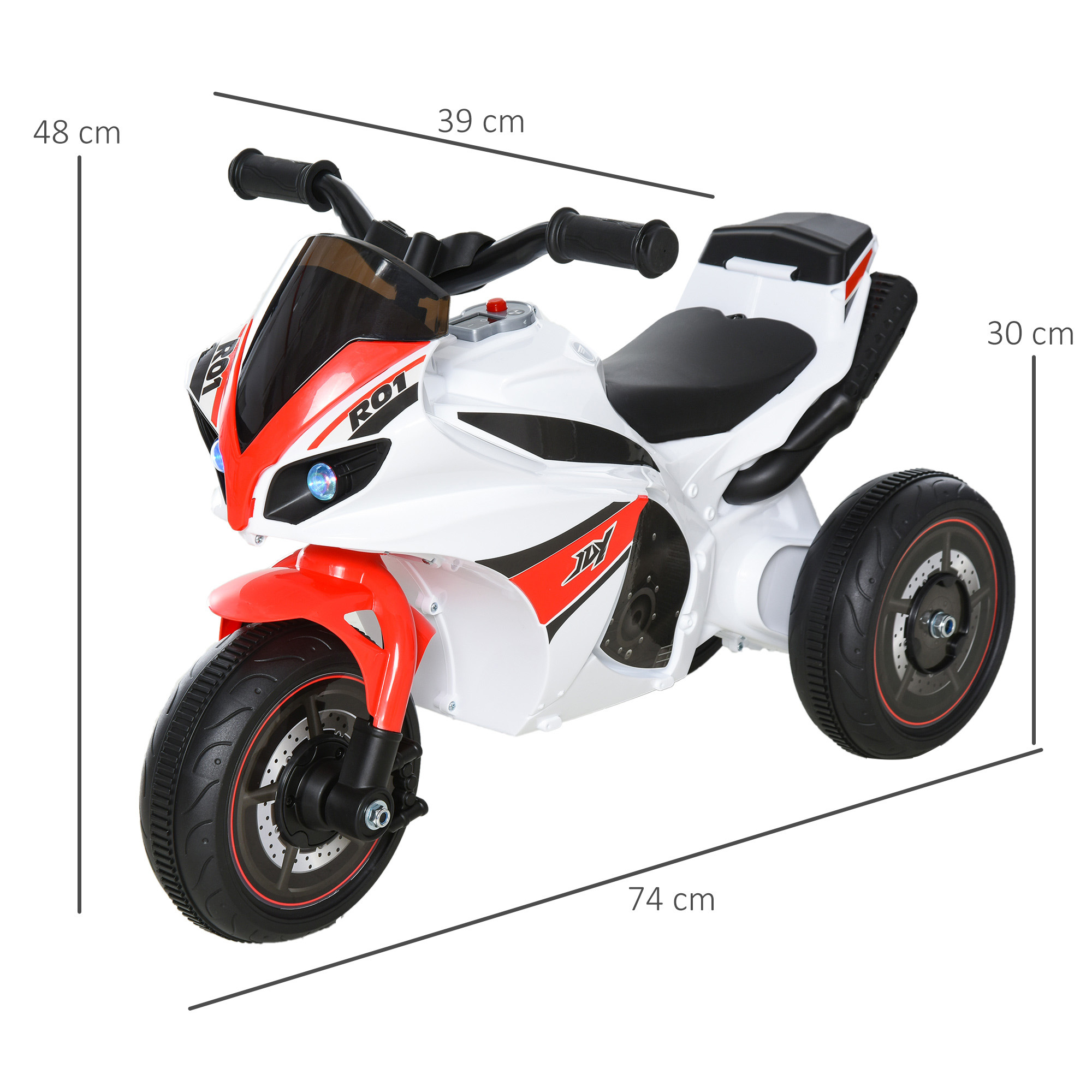Kids Ride-On Police Bike 3-Wheel Vehicle W/ Music Lights Safe Seat Handlebars Toddler NO POWER Child Learning Fun Development 18-36 Months White - Image 5