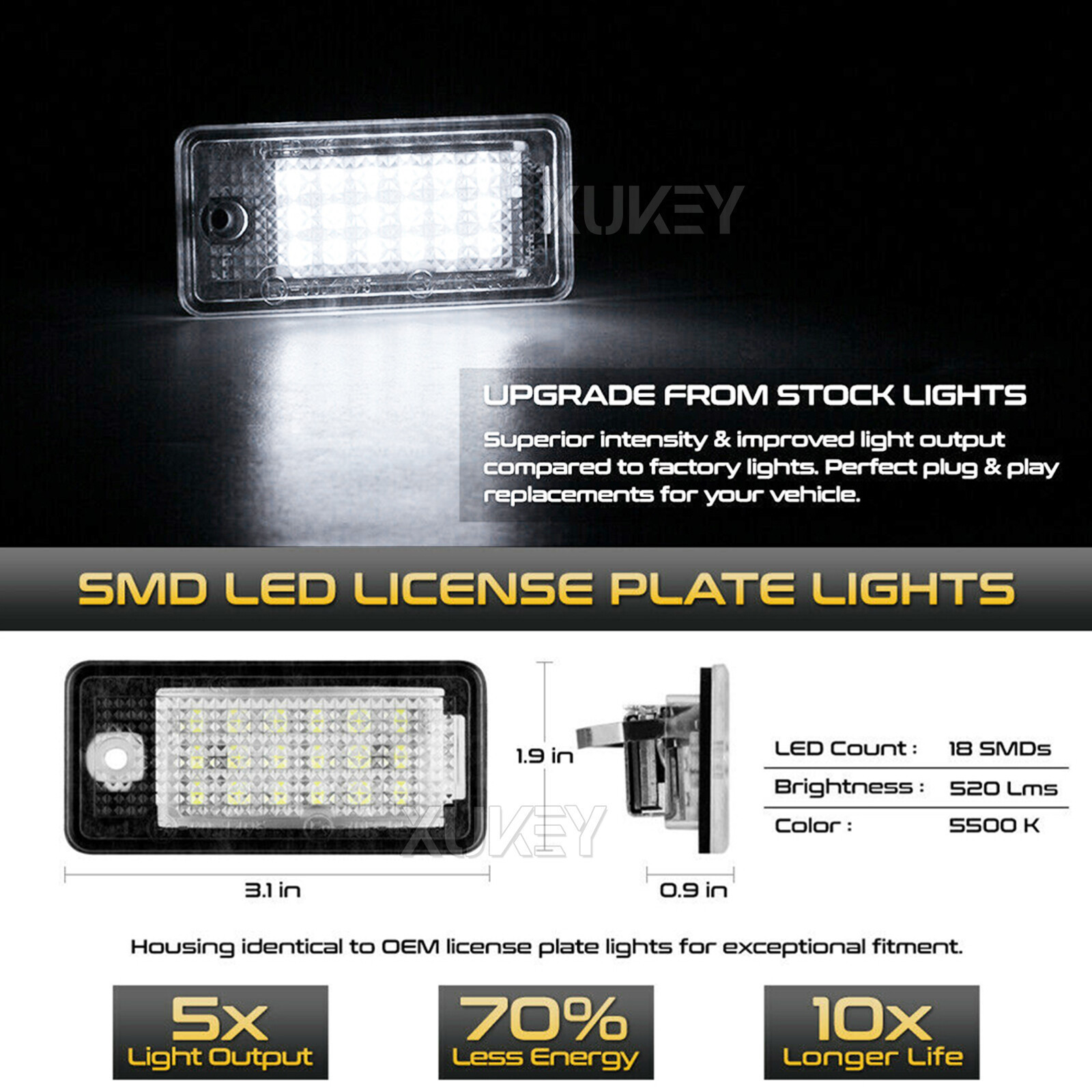 Set Of 2 LED License Plate Lights, CANbus-compatible, Fits A3, A4, A6, And Q7 - Image 8