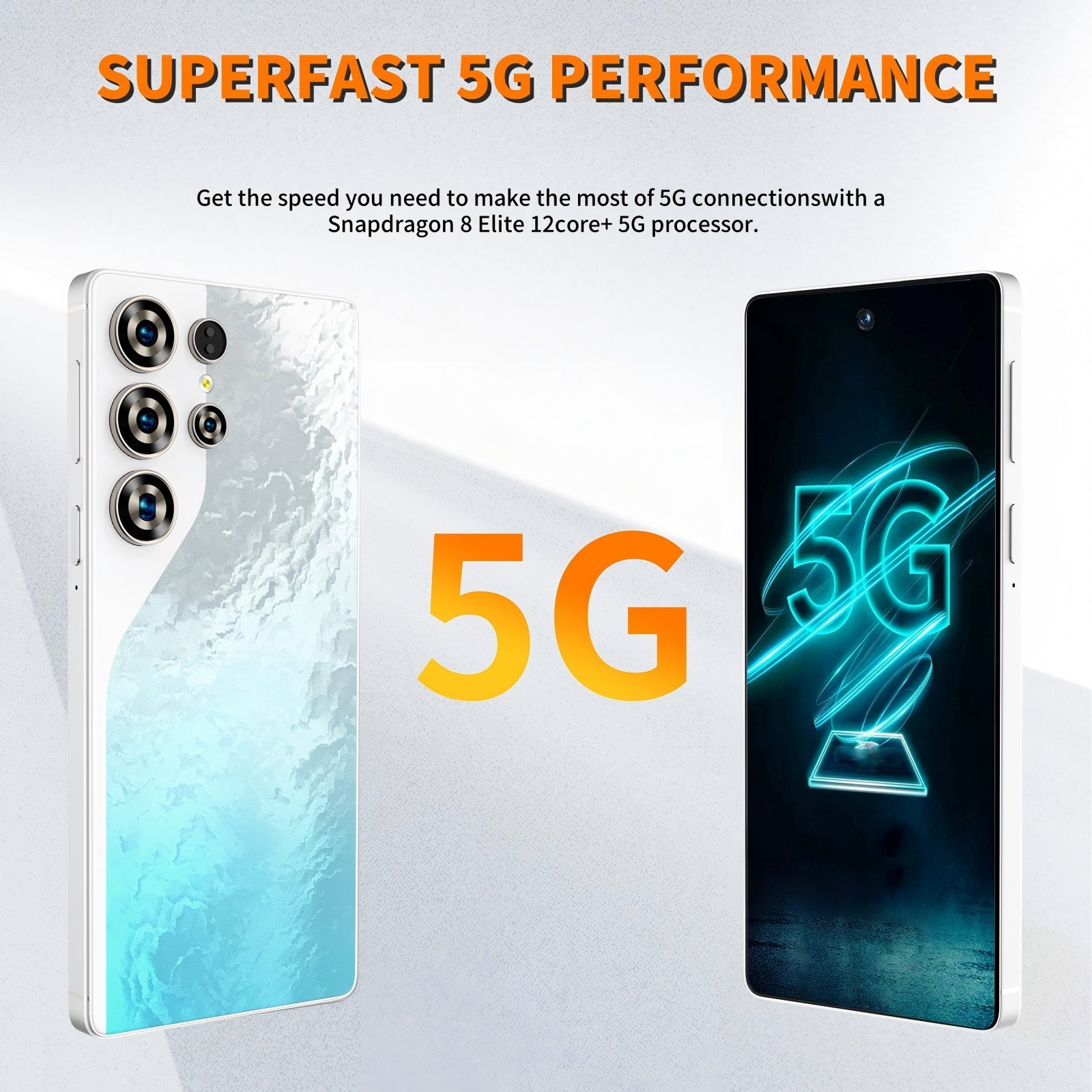 C26 Ultra 5G Unlocked Smartphone, 8GB RAM 256GB Storage Android 15 Cell Phone, 6.9inch FHD Display, 8000mAh Long Battery, Dual SIM, Face & Fingerprint Unlock, GPS, Built-in Stylus - Image 6