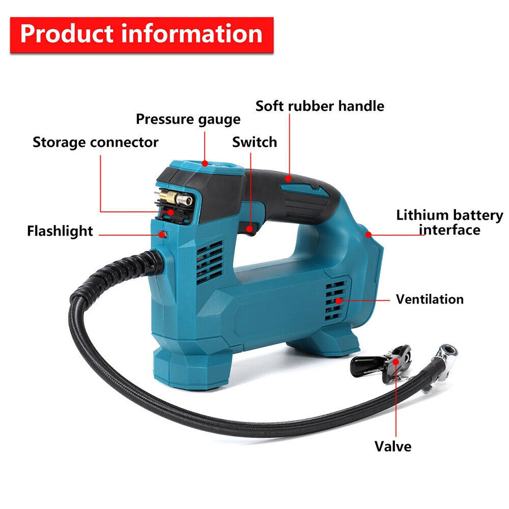 18V Cordless Portable Tire Inflator 830kPa Digital Electric Air Compressor Pump Body With Auto Stop And LED Light - Image 4