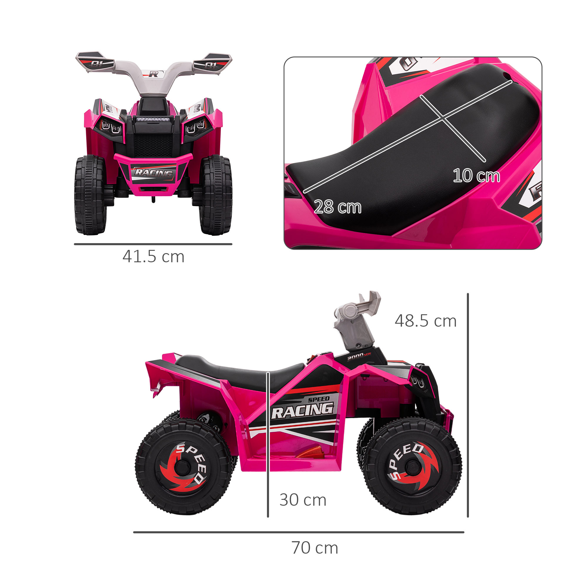 6V Quad Bike With Wear-Resistant Wheels, Forward Backward Function, For Ages 18-36 Months, - Image 3