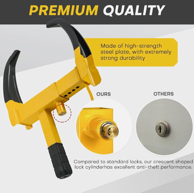 Heavy Duty Adjustable Wheel Lock Clamp 180mm-300mm Anti Theft Security Tire Lock With 2 Keys For Trailer RV Car SUV - Image 9