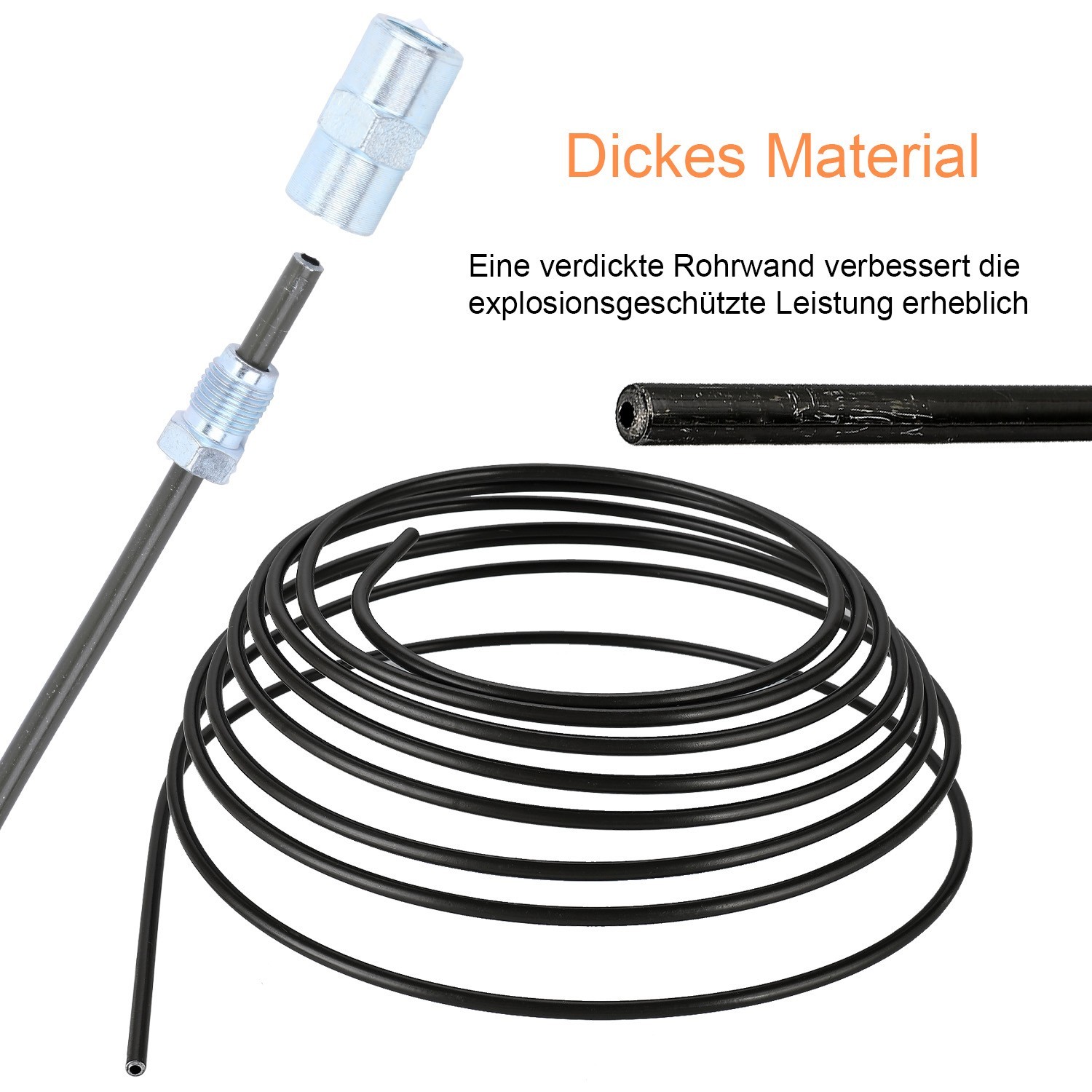 Universal 5m Steel Brake Line Repair Kit 4.75mm PVF Coated Hose With M10 Fittings - Image 3