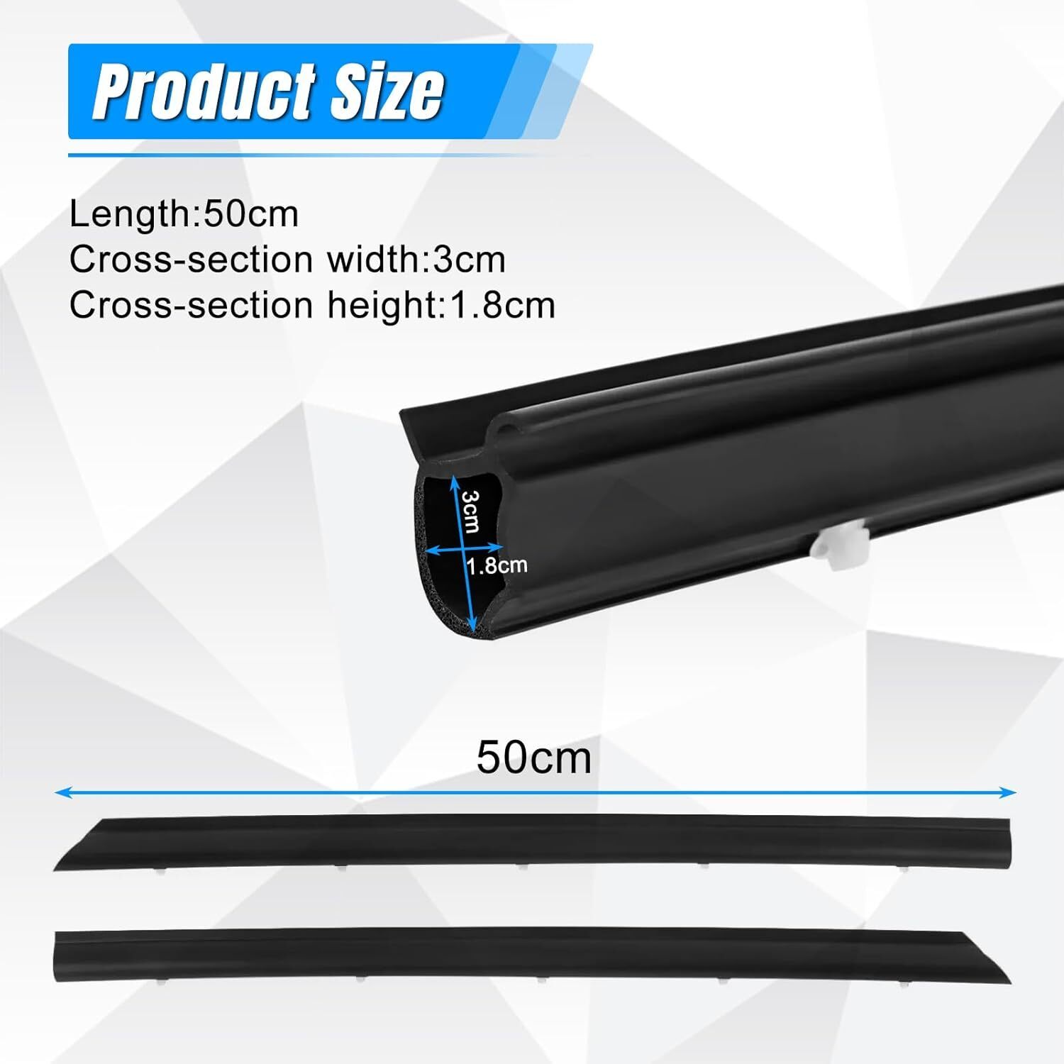 Front Door Wheel Arch EPDM Rubber Weatherstrip Seals With Clips OE 7H0837565A 7H0837566A 2 Pcs Set - Image 3
