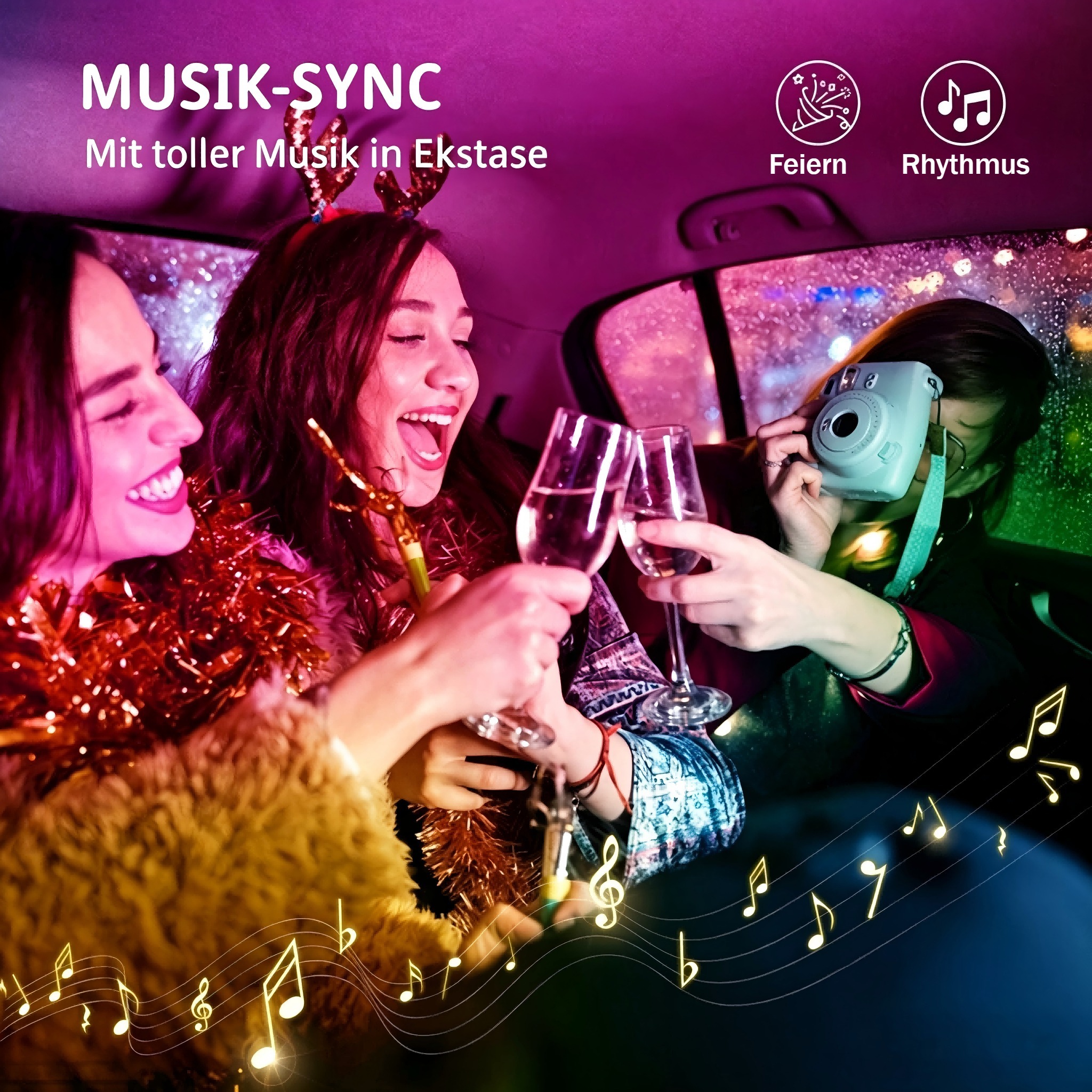4-Piece 72 LED Car Footwell Atmosphere Light Strips With Music Sync Sound Activation & App Remote Control - Image 3