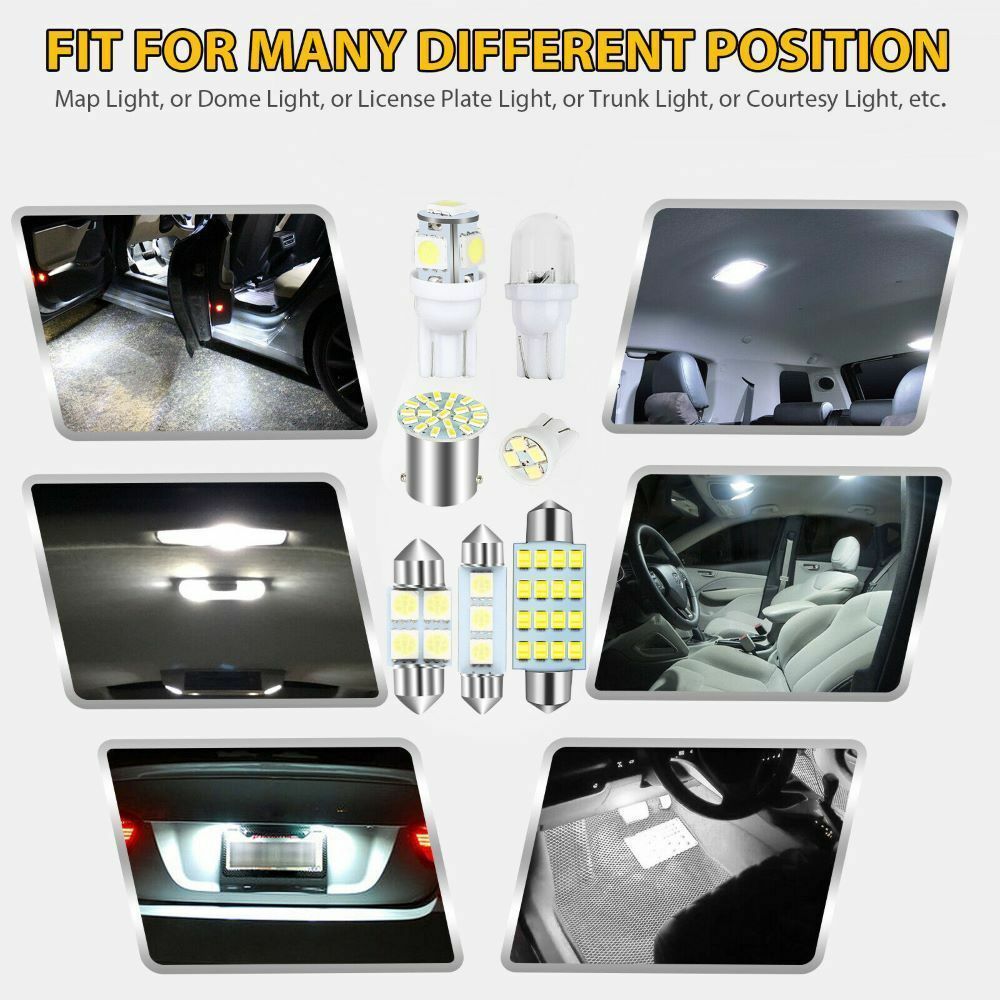 42Pcs Car Interior White LED Light Bulbs Combo Kit For Dome Map Door Trunk License Plate 12V - Image 7