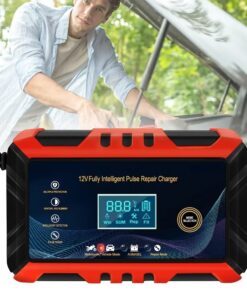 Car Battery Charger 12V 6A Pulse Repair LCD Display Smart Automatic Battery Charger GEL Lead-Acid Charger For Car Motorcycle