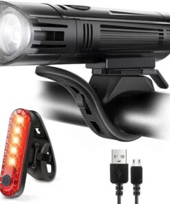 350 Lumens USB Rechargeable Bicycle Light Set 4 Modes Front Headlight And Rear Taillight 100m Beam Range